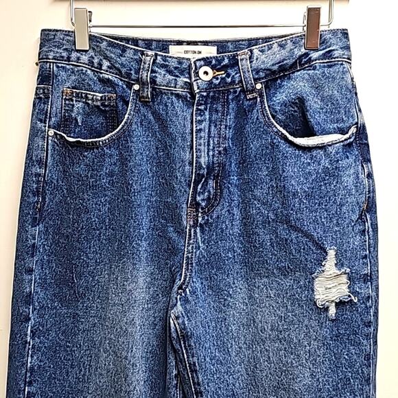 Cotton:On Straight Leg Distressed Five Pocket Med Wash Jeans Women's Size 6 - Picture 4 of 10